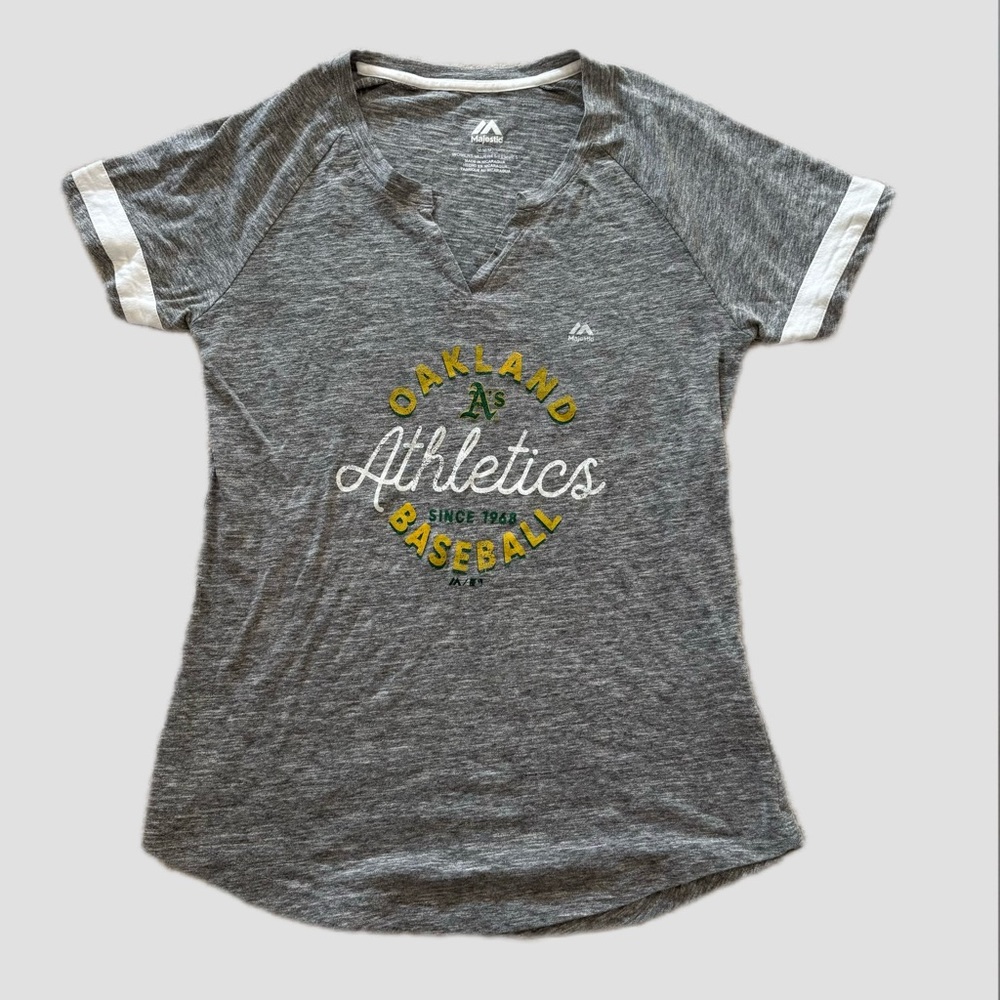 Majestic Gray Oakland Athletics Short Sleeve Tee